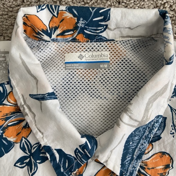 COLUMBIA PFG Mens TROLLERS BEST Floral Vented Fishing Shirt Size M - Picture 3 of 11